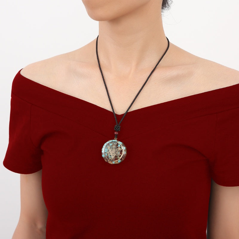 Archangel Metatron Orgonite Pendant - Turquoise Necklace