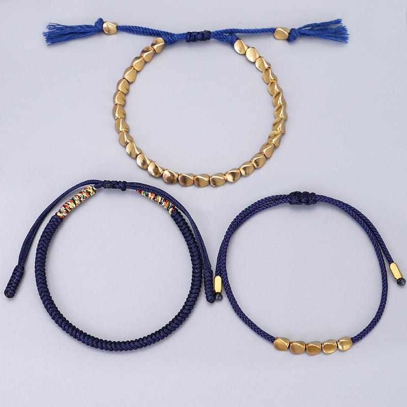 Blue Copper Beads Bracelet Set