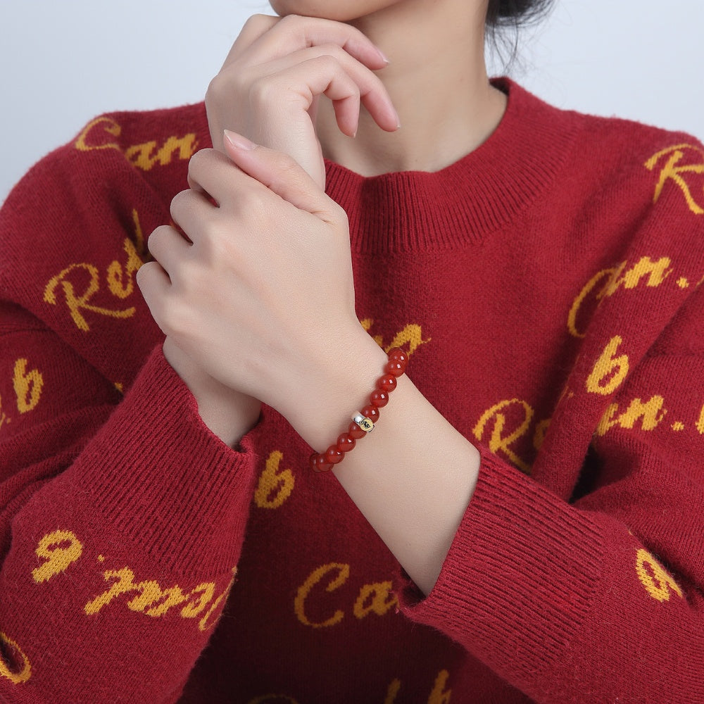 Red Agate Buddhist Guardian Deities Bracelet - Zodiac Bracelet for Luck, Protection
