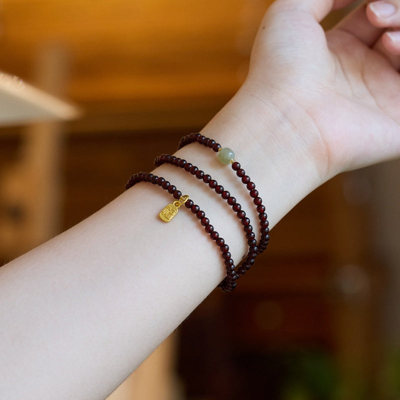 Red Garnet Beads Fu Wealth Bracelet