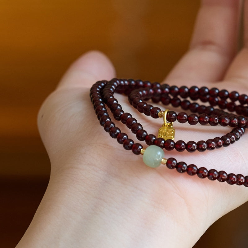 Red Garnet Beads Fu Wealth Bracelet