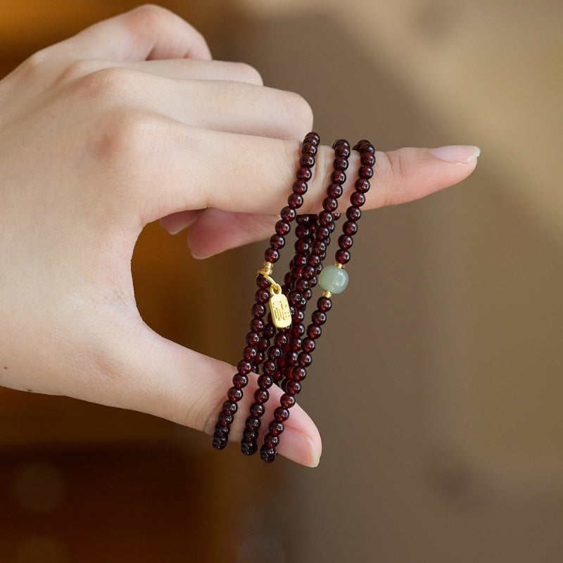 Red Garnet Beads Fu Wealth Bracelet
