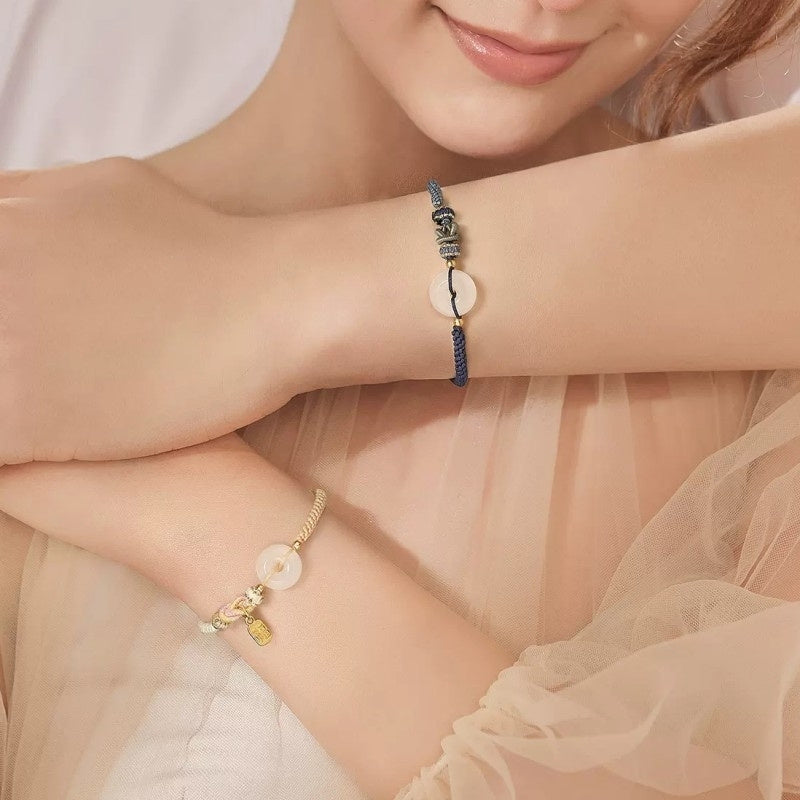 White Agate Fu Couple Bracelets - Give the Gift of Luck