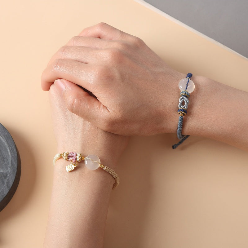 White Agate Fu Couple Bracelets - Give the Gift of Luck
