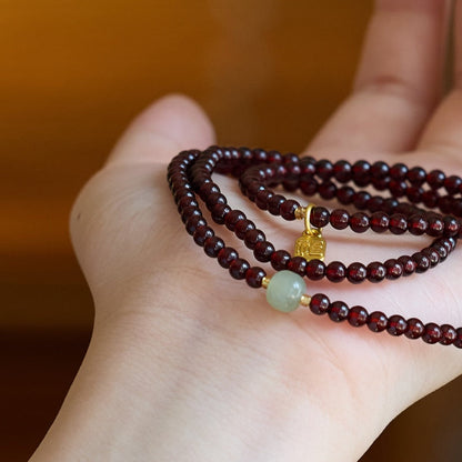 Red Garnet Beads Fu Wealth Bracelet