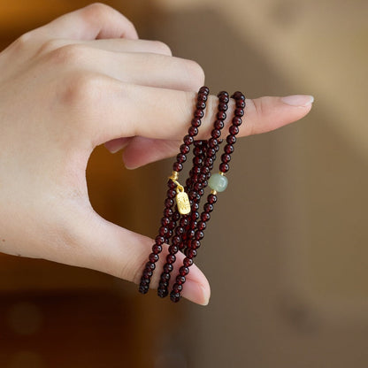 Red Garnet Beads Fu Wealth Bracelet