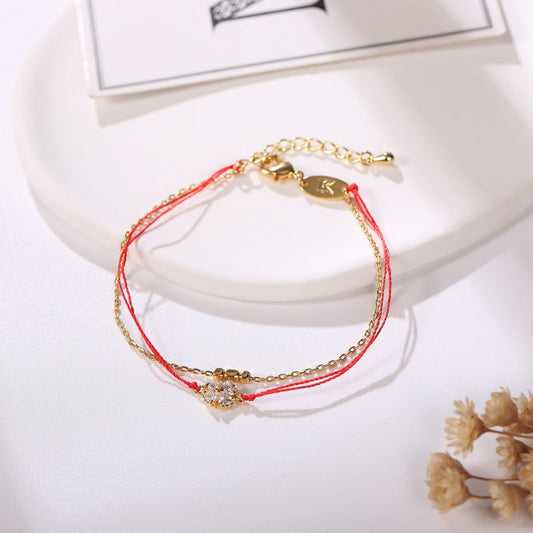 Red String Lucky Clover Bracelet