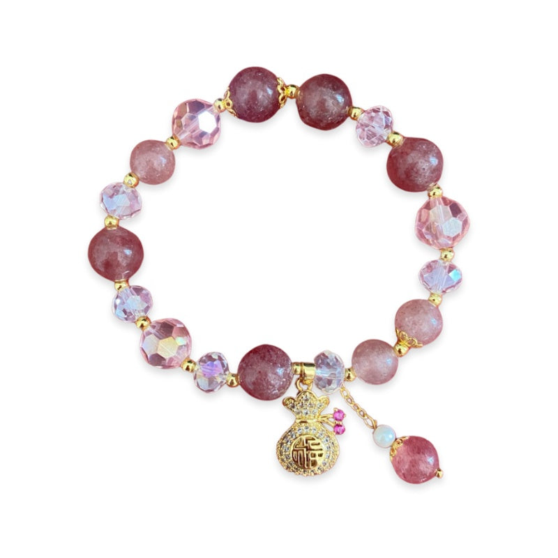 Strawberry Quartz Heart Bracelet